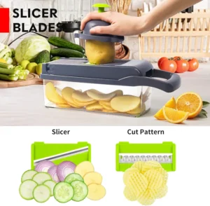 photo_1789069594008_1 Vegetable Chopper 17 Pcs Set – Manual Onion Chopper, Food Slicer, Dicer, Grater & Potato Cutter with Handle – Multi-Function Kitchen Tool